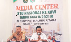 Jubir Kantor Gubernur Malut Rahwan K Suamba Saat Konfrensi Pers