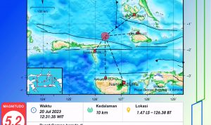 Aktivitas gempa bumi di Kepulauan Sula pada Kamis (20/7/2023)