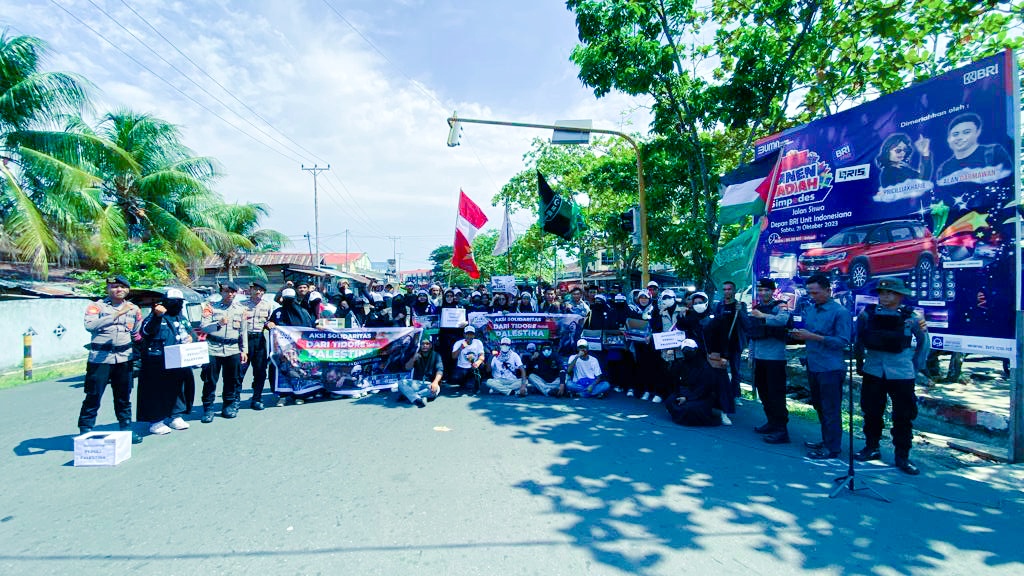 Aksi Solidaritas dari Tidore untuk Palestina yang digelar berbagai elemen di Kota Tikep, Selasa (24/10/2023)