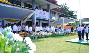 Kegiatan Apel Hari Santri 2024 yang berlangsung di Pondok Pesantren Kharisul Khairaat Kelurahan Ome, Kecamatan Tidore Utara, Kota Tidore Kepulauan.