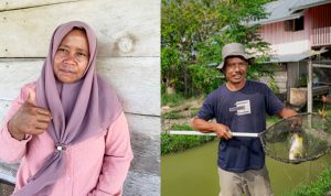 Siti Marnia (Kiri), salah seorang petani binaan Harita Nickel dan Perwakilan dari kelompok tani (kanan) yang merasa terbantu dengan program pendampingan yang diadakan oleh Harita Nickel.